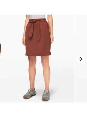 LULULEMON Women's NOIR High Waist Self Tie Skirt Travel RUSTIC CLAY SZ 6 NWOT